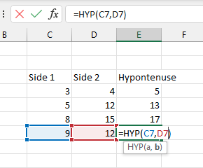 Использование функции HYP в сетке с подсказками Intellisense.