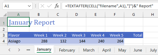 Формула =TEXTAFTER(CELL(