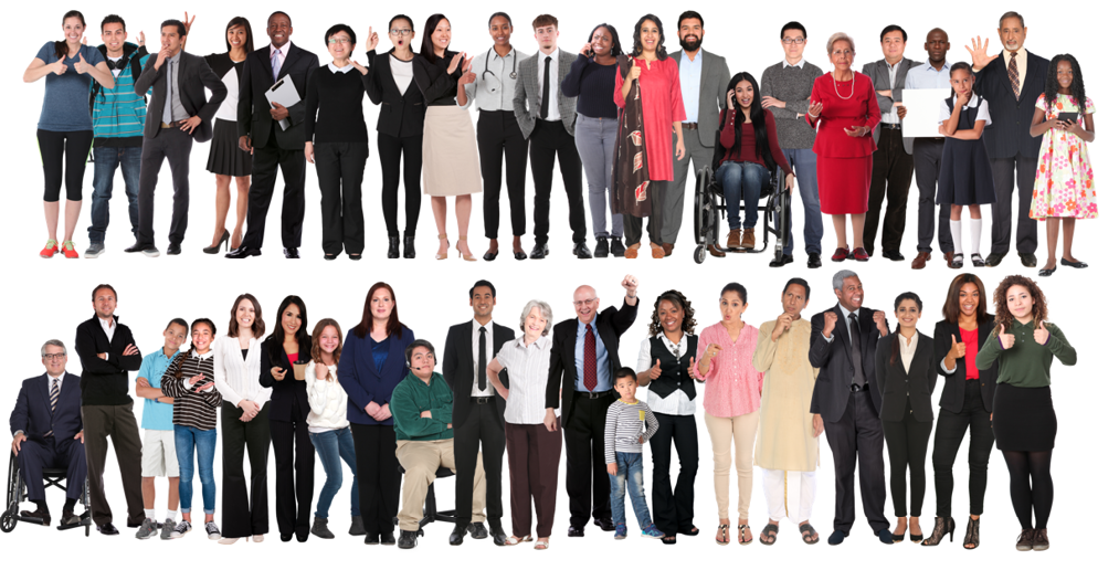 Коллекция всех доступных стикеров людей, представляющих разнообразие возрастов, национальностей и особенностей.