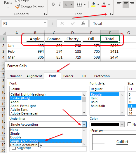 Параметр Single Accounting Underline в диалоговом окне Формат ячеек. Линия почти на всю ширину ячейки с небольшими отступами.