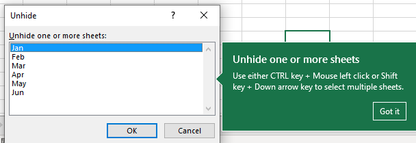 Новое диалоговое окно 'Отобразить' позволяет выбрать один или несколько листов. Возможность множественного выбора — это ключевое нововведение.