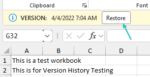 После открытия версии от 4 апреля в строке сообщений отображается 'ВЕРСИЯ: 04.04.2022 7:04'. Кнопка предлагает восстановить эту версию как основную.