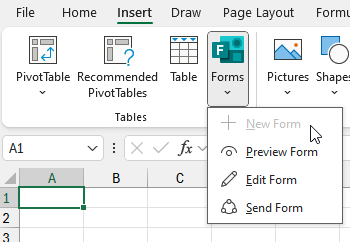 На вкладке Вставка выберите Формы, Новая форма.