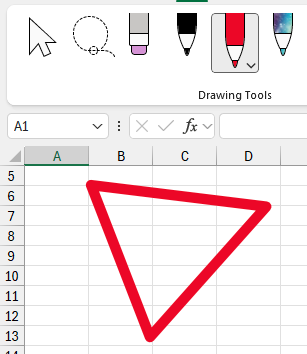 Треугольник, созданный из наброска и преобразованный Excel в идеальную фигуру.