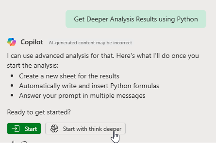 Выбор между Start и Start with Think Deeper. Для примера выберите Start With Think Deeper.