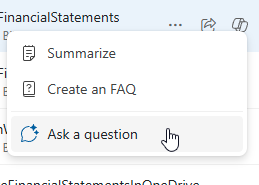 Три варианта: Summarize, Create an FAQ или Ask A Question.