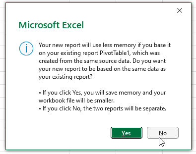 Дополнительное диалоговое окно мастера с вопросом об экономии памяти.